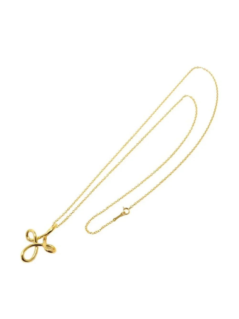 Tiffany & Co Infinity Cross Long Necklace 66 18k YG Yellow Gold